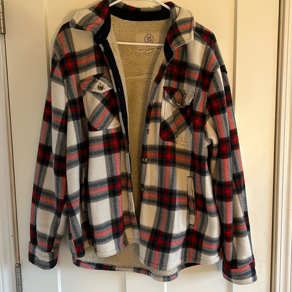 sage flannel coat
